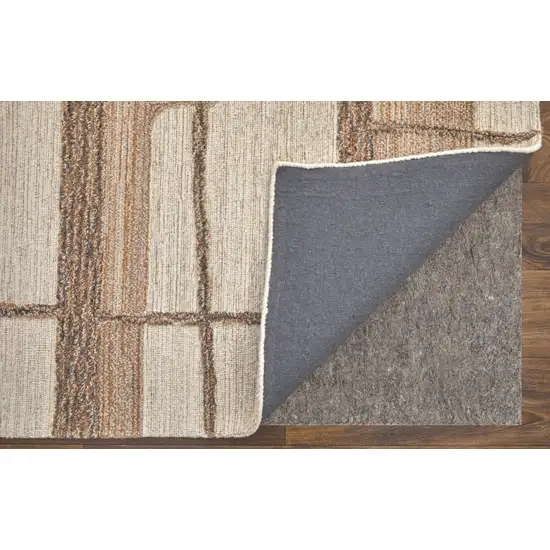 Brown Tan And Ivory Wool Geometric Hand Tufted Area Rug Photo 9