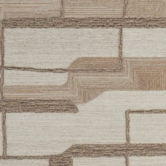 Brown Tan And Ivory Wool Geometric Hand Tufted Area Rug Photo 3