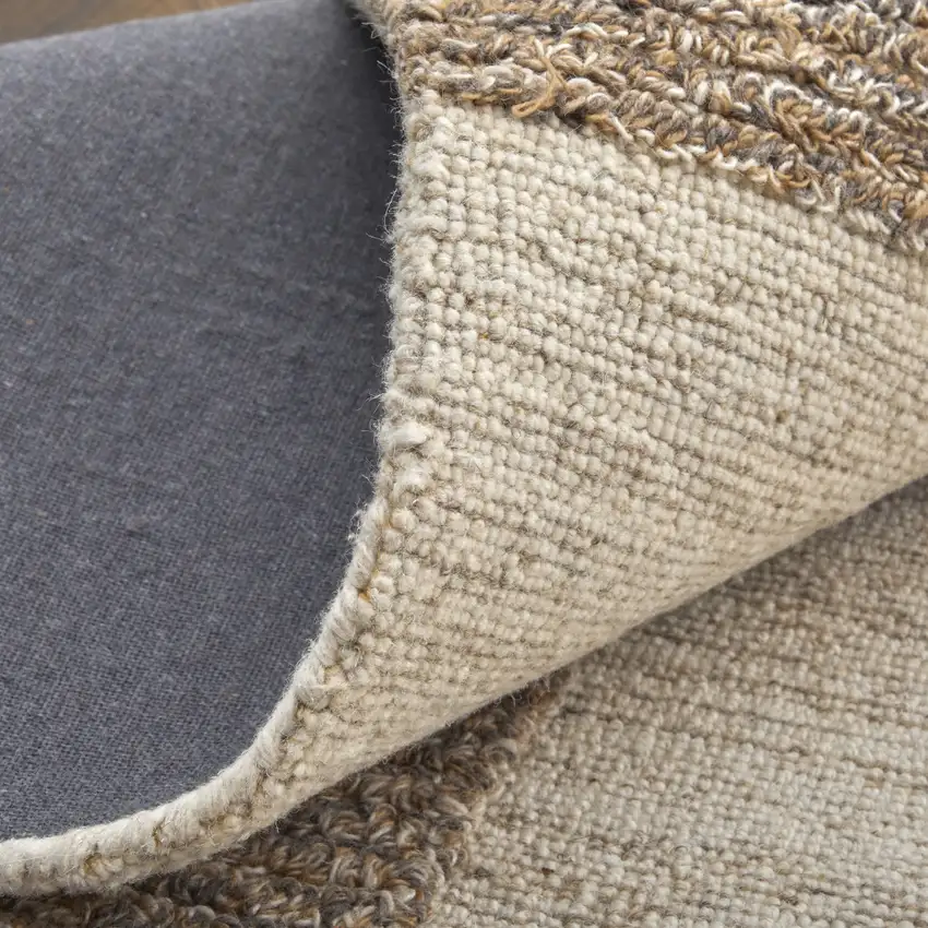 Brown Tan And Ivory Wool Geometric Hand Tufted Area Rug Photo 8