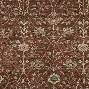 Photo of Brown Tan And Red Floral Washable Indoor Outdoor Area Rug