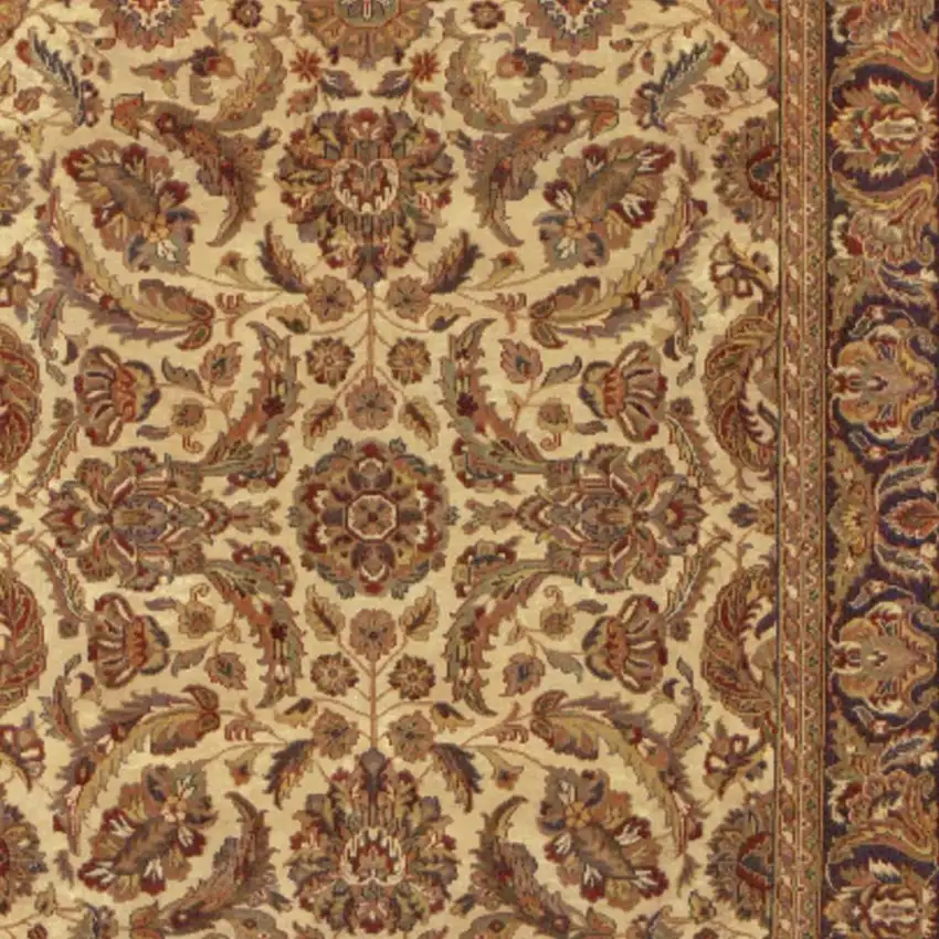 Brown Tan And Red Wool Oriental Hand Knotted Area Rug With Fringe Photo 3
