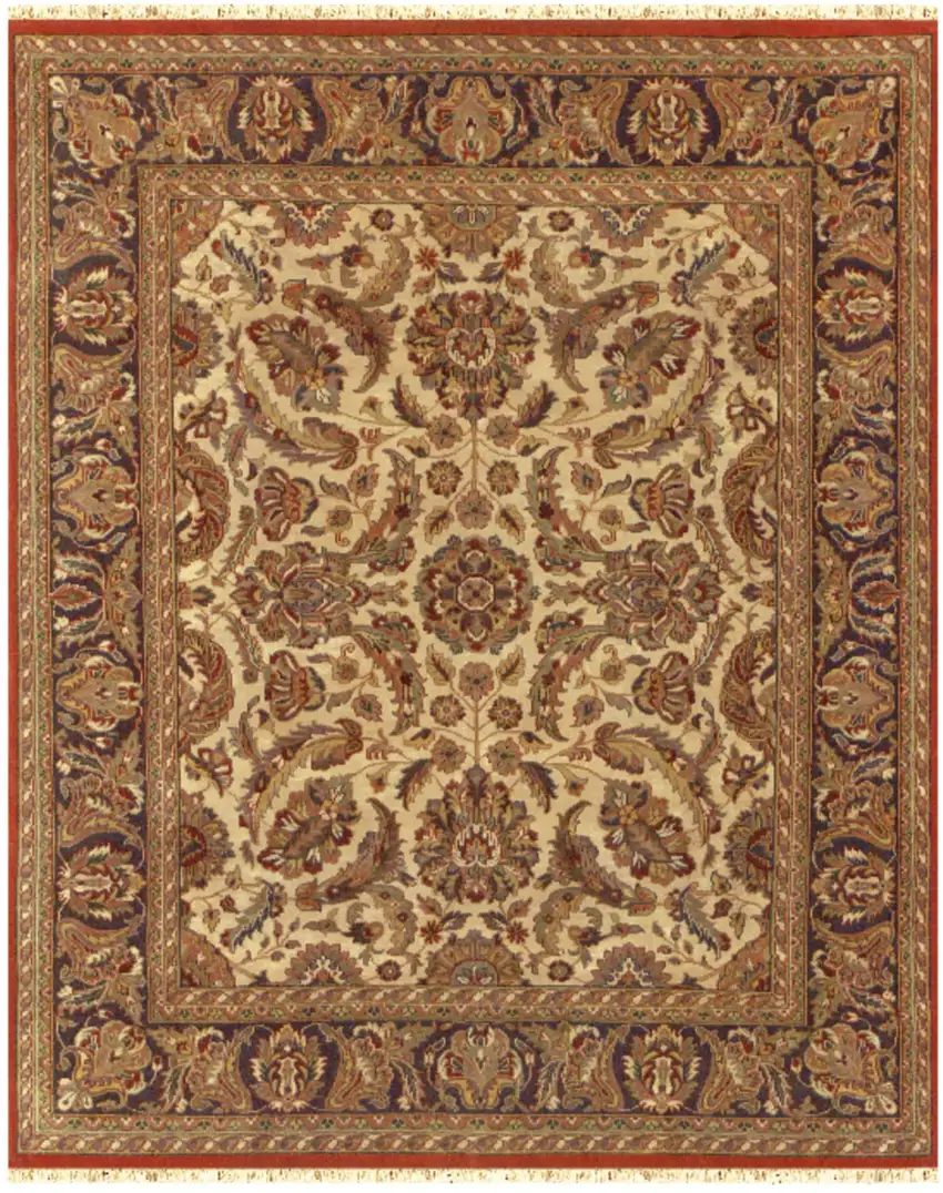 Brown Tan And Red Wool Oriental Hand Knotted Area Rug With Fringe Photo 2