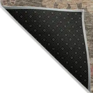 Photo of Brown Tan And Terra Cotta Floral Washable Indoor Outdoor Area Rug