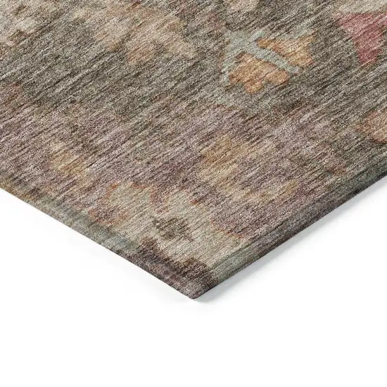 Brown Tan And Terra Cotta Floral Washable Indoor Outdoor Area Rug Photo 4