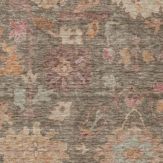 Brown Tan And Terra Cotta Floral Washable Indoor Outdoor Area Rug Photo 5