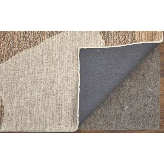 Brown Tan and Ivory Wool Abstract Hand Tufted Area Rug Photo 9