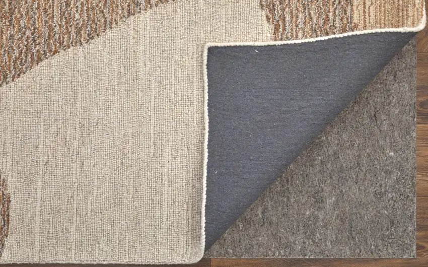 Brown Tan and Ivory Wool Abstract Hand Tufted Area Rug Photo 9