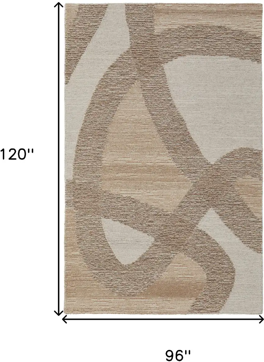 Brown Tan and Ivory Wool Abstract Hand Tufted Area Rug Photo 3
