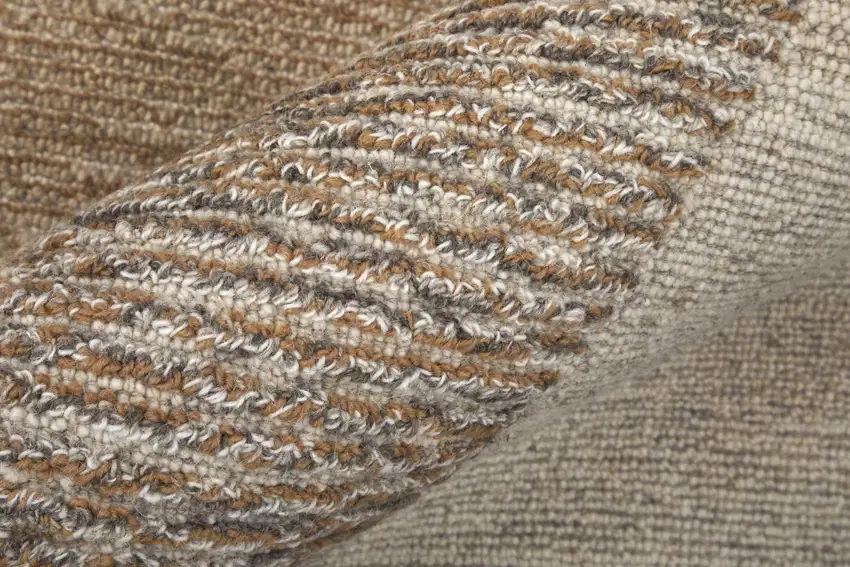 Brown Tan and Ivory Wool Abstract Hand Tufted Area Rug Photo 8