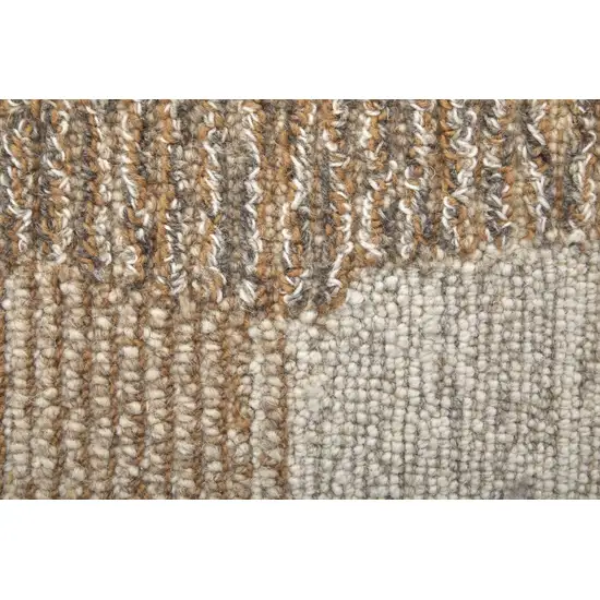 Brown Tan and Ivory Wool Abstract Hand Tufted Area Rug Photo 8