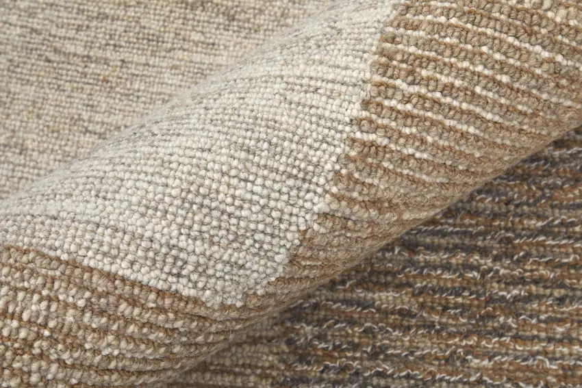 Brown Tan and Ivory Wool Abstract Hand Tufted Area Rug Photo 5