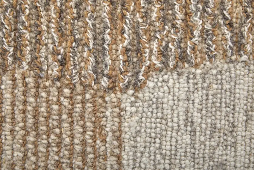 Brown Tan and Ivory Wool Abstract Hand Tufted Area Rug Photo 4