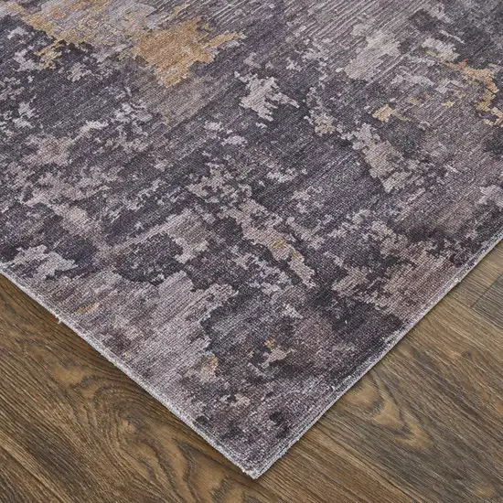 Brown Tan and Orange Abstract Power Loom Worn Faded Washable Area Rug Photo 4