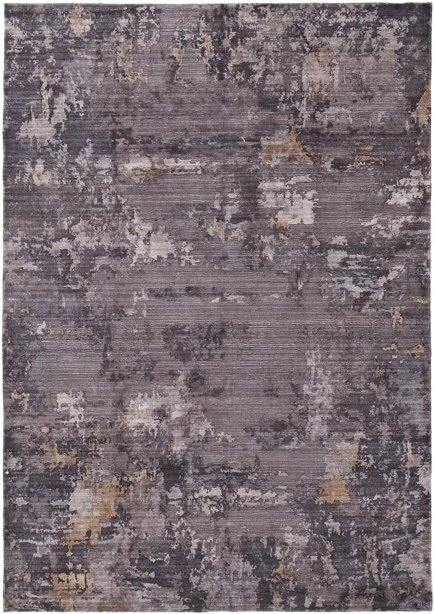 Brown Tan and Orange Abstract Power Loom Worn Faded Washable Area Rug Photo 2