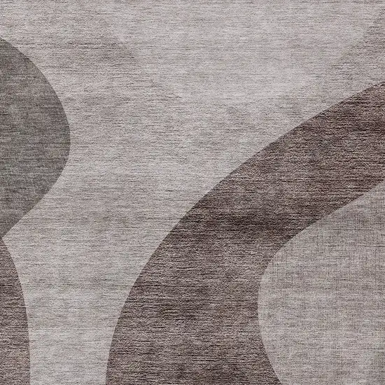 Brown Taupe And Beige Abstract Washable Indoor Outdoor Area Rug Photo 5
