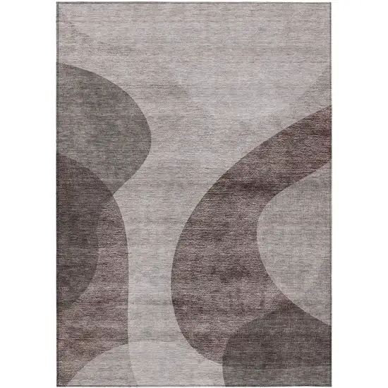 Brown Taupe And Beige Abstract Washable Indoor Outdoor Area Rug Photo 2