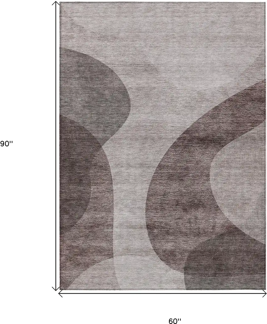 Brown Taupe And Beige Abstract Washable Indoor Outdoor Area Rug Photo 3