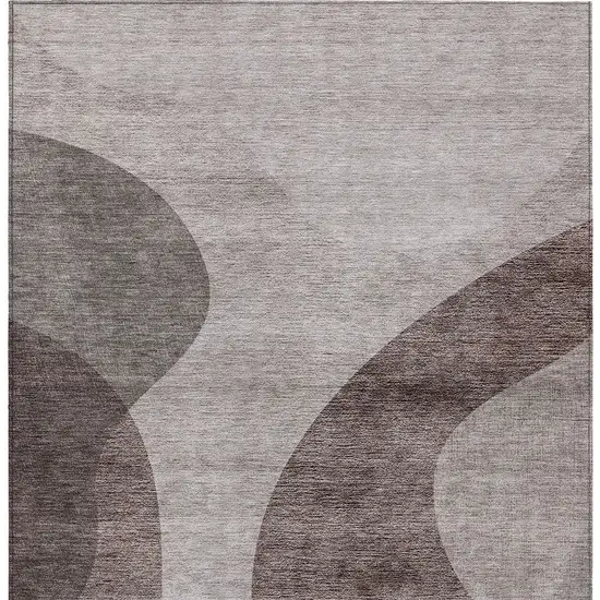 Brown Taupe And Beige Abstract Washable Indoor Outdoor Area Rug Photo 6