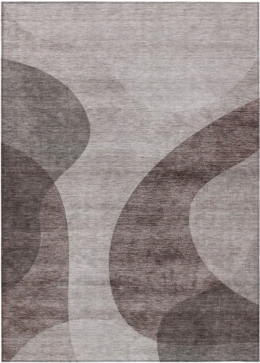 Brown Taupe And Beige Abstract Washable Indoor Outdoor Area Rug Photo 2