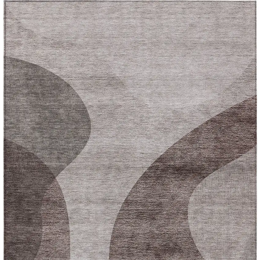 Brown Taupe And Beige Abstract Washable Indoor Outdoor Area Rug Photo 6