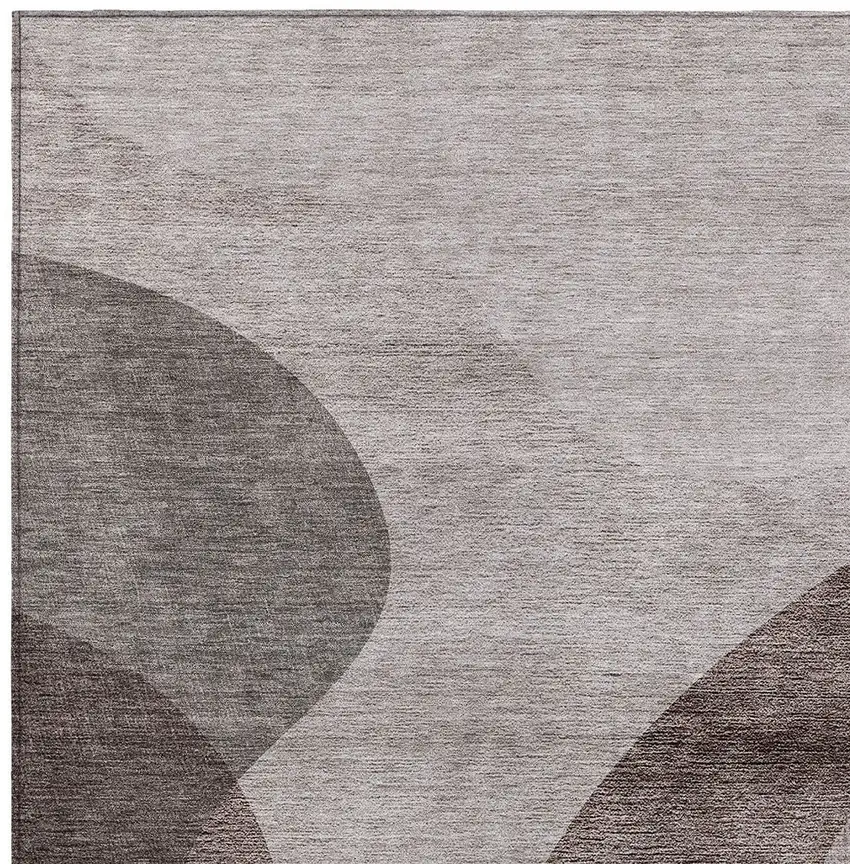 Brown Taupe And Beige Abstract Washable Indoor Outdoor Area Rug Photo 5