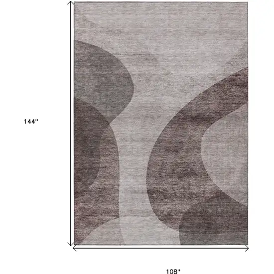Brown Taupe And Beige Abstract Washable Indoor Outdoor Area Rug Photo 3