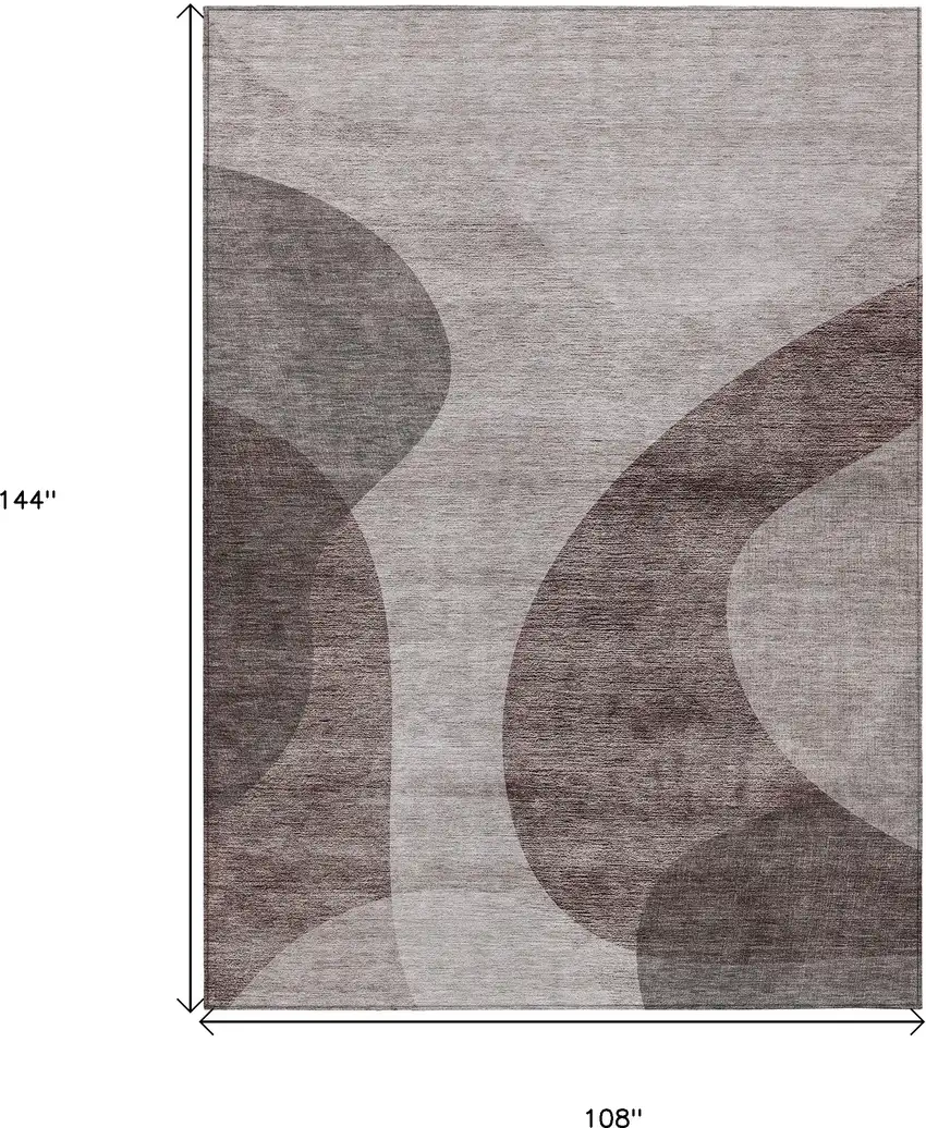 Brown Taupe And Beige Abstract Washable Indoor Outdoor Area Rug Photo 3