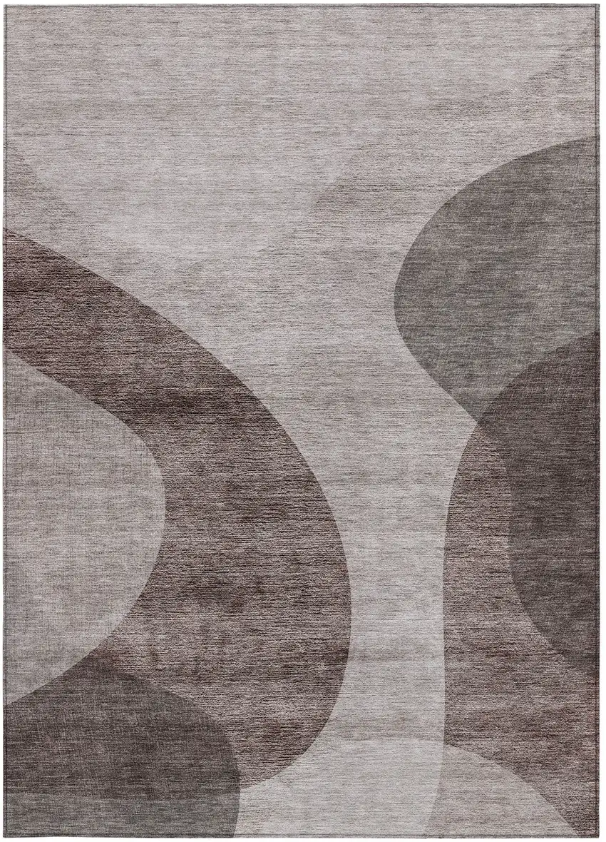 Brown Taupe And Beige Abstract Washable Indoor Outdoor Area Rug Photo 5