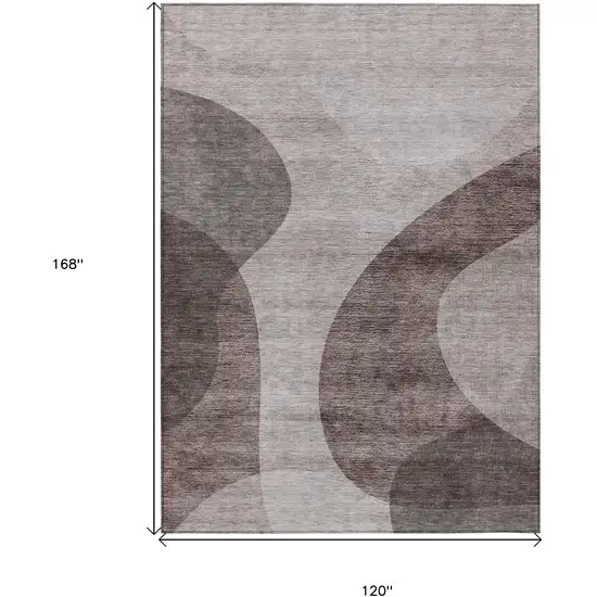Brown Taupe And Beige Abstract Washable Indoor Outdoor Area Rug Photo 3
