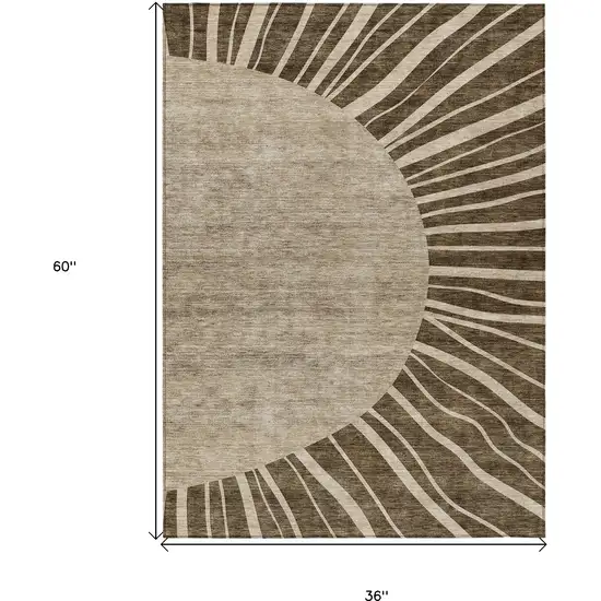 Brown Taupe And Beige Abstract Washable Indoor Outdoor Area Rug Photo 3
