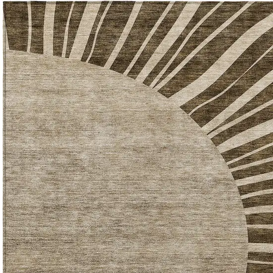 Brown Taupe And Beige Abstract Washable Indoor Outdoor Area Rug Photo 6