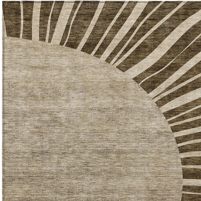 Brown Taupe And Beige Abstract Washable Indoor Outdoor Area Rug Photo 6