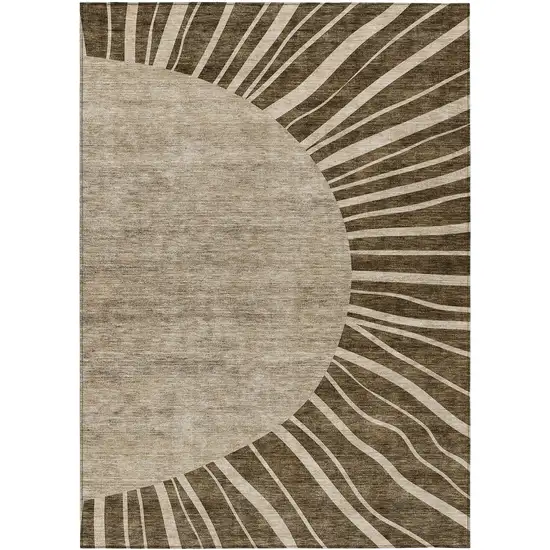 Brown Taupe And Beige Abstract Washable Indoor Outdoor Area Rug Photo 2
