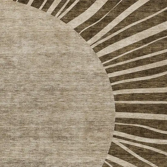 Brown Taupe And Beige Abstract Washable Indoor Outdoor Area Rug Photo 6
