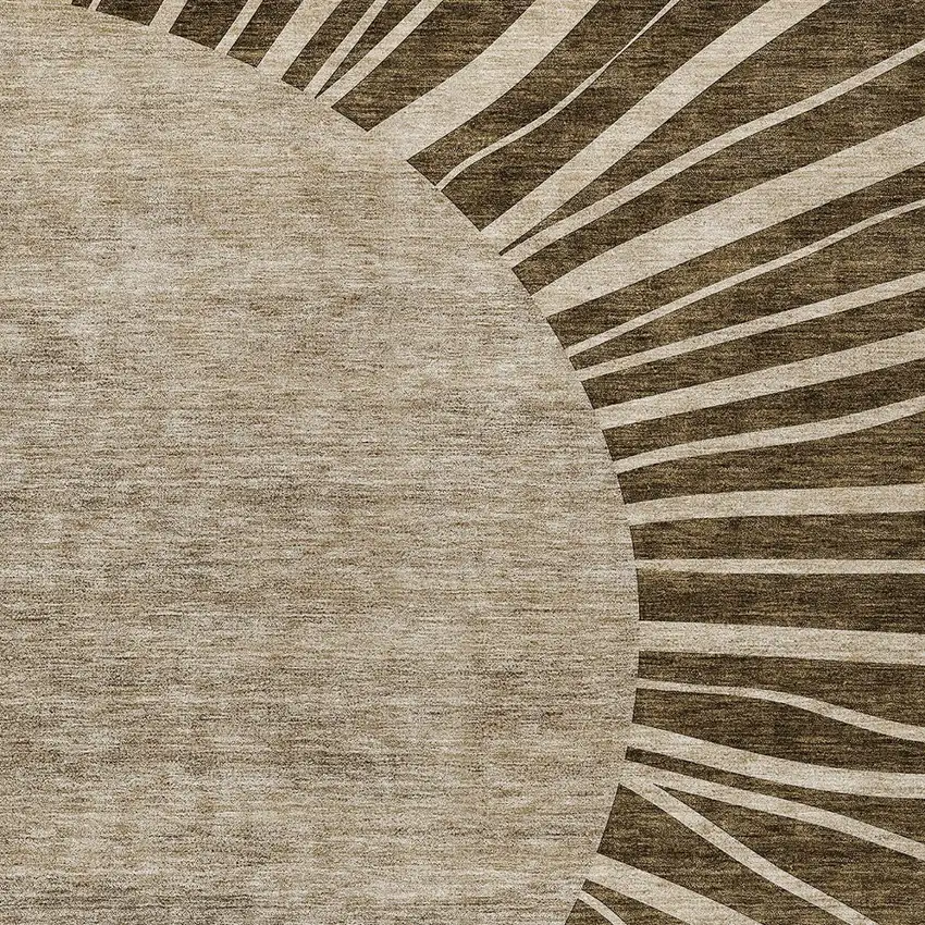 Brown Taupe And Beige Abstract Washable Indoor Outdoor Area Rug Photo 6