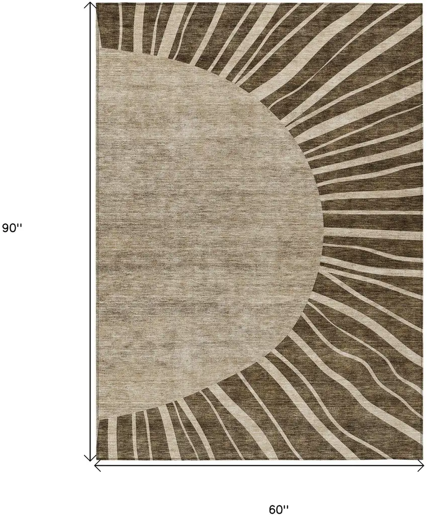 Brown Taupe And Beige Abstract Washable Indoor Outdoor Area Rug Photo 3
