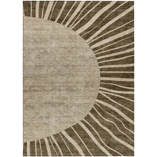 Brown Taupe And Beige Abstract Washable Indoor Outdoor Area Rug Photo 2
