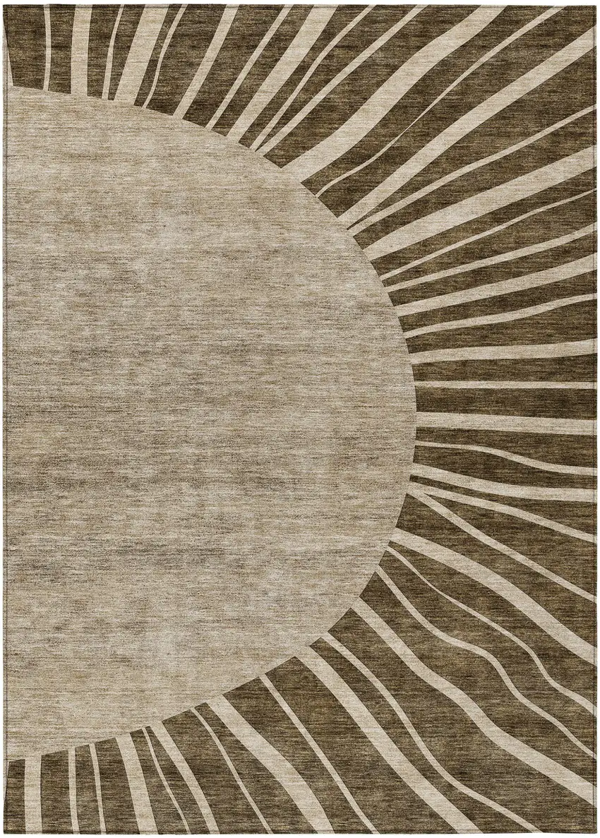 Brown Taupe And Beige Abstract Washable Indoor Outdoor Area Rug Photo 2