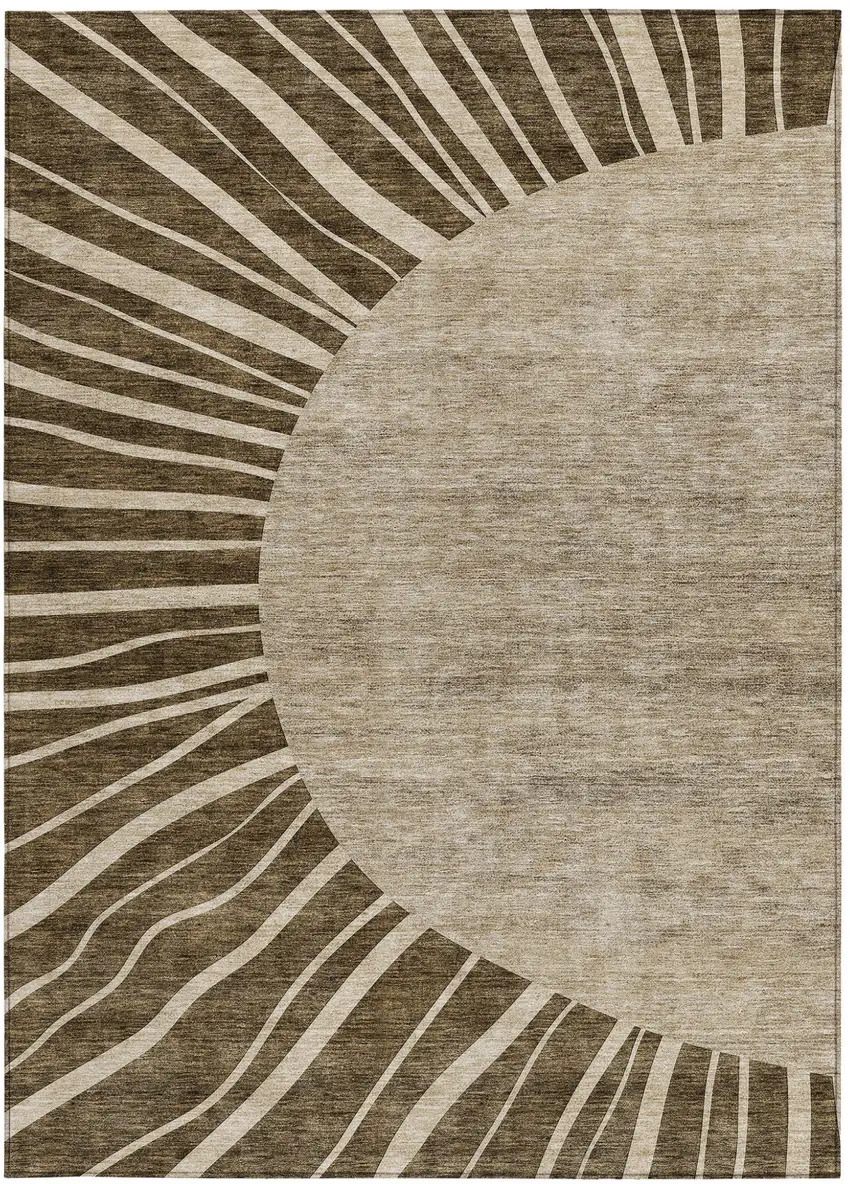 Brown Taupe And Beige Abstract Washable Indoor Outdoor Area Rug Photo 6