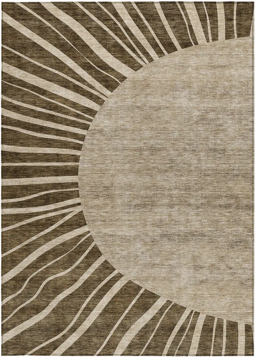 Brown Taupe And Beige Abstract Washable Indoor Outdoor Area Rug Photo 6