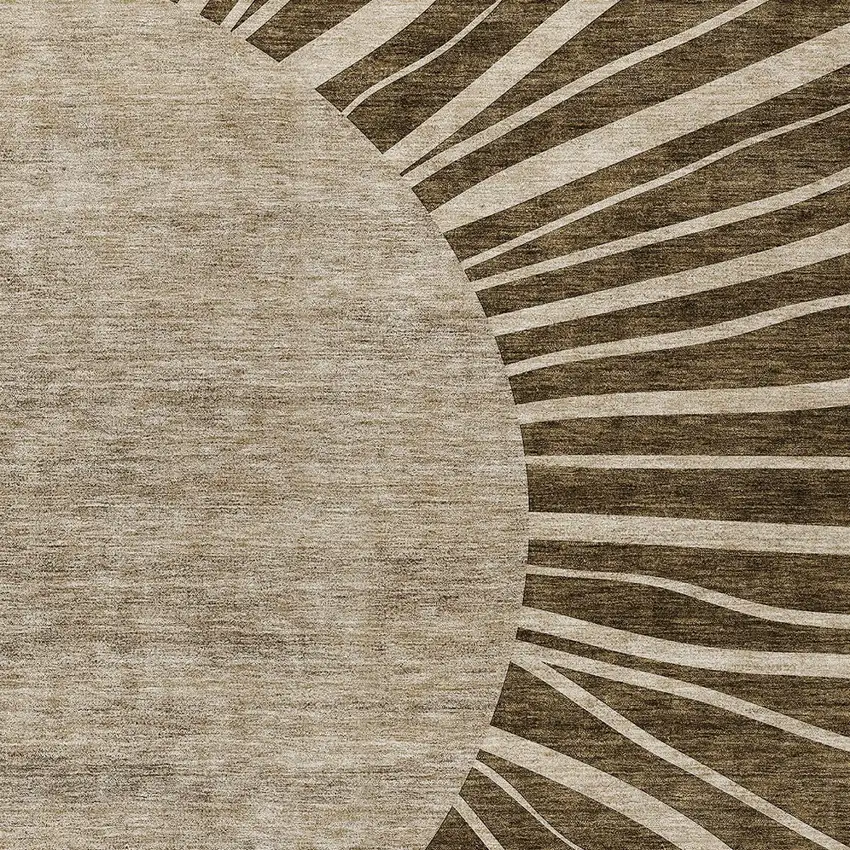 Brown Taupe And Beige Abstract Washable Indoor Outdoor Area Rug Photo 5