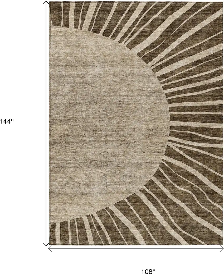Brown Taupe And Beige Abstract Washable Indoor Outdoor Area Rug Photo 3