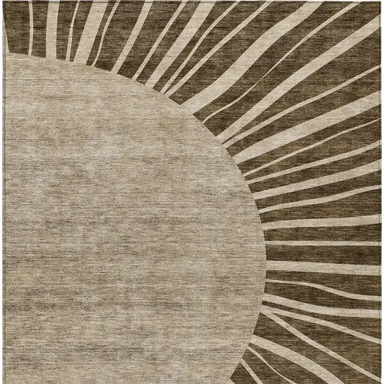 Brown Taupe And Beige Abstract Washable Indoor Outdoor Area Rug Photo 7