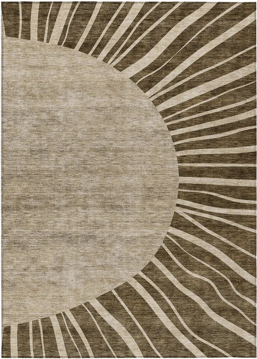 Brown Taupe And Beige Abstract Washable Indoor Outdoor Area Rug Photo 2