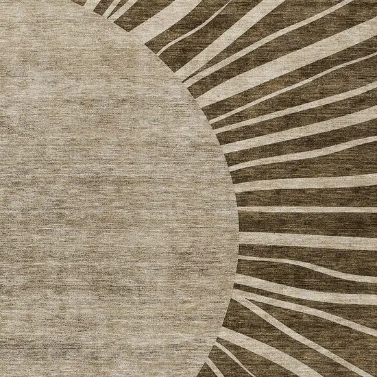 Brown Taupe And Beige Abstract Washable Indoor Outdoor Area Rug Photo 6