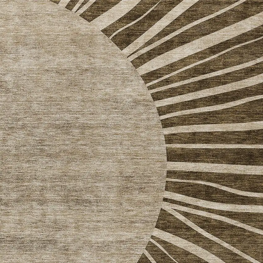 Brown Taupe And Beige Abstract Washable Indoor Outdoor Area Rug Photo 6