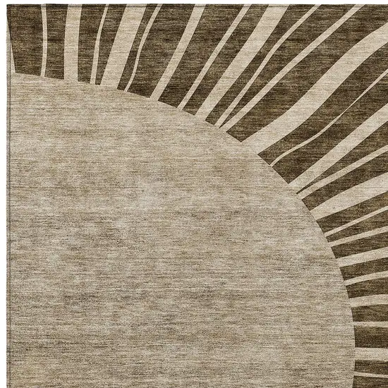 Brown Taupe And Beige Abstract Washable Indoor Outdoor Area Rug Photo 6