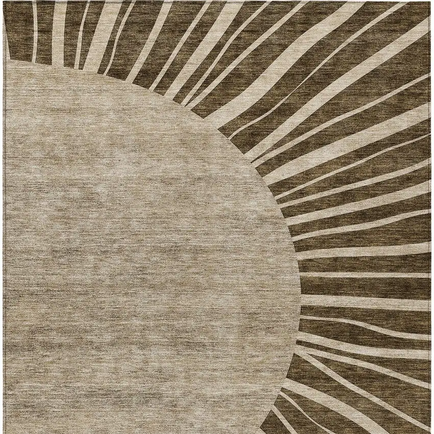 Brown Taupe And Beige Abstract Washable Indoor Outdoor Area Rug Photo 7