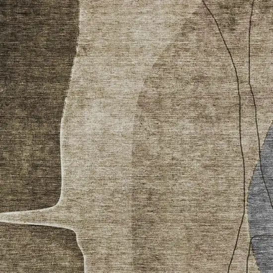 Brown Taupe And Beige Abstract Washable Indoor Outdoor Area Rug Photo 5
