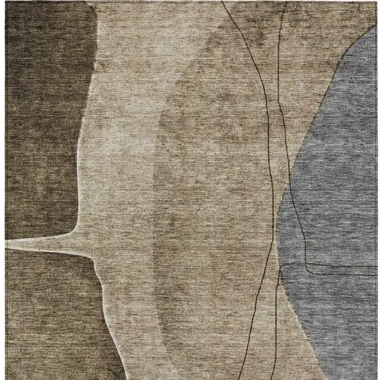 Brown Taupe And Beige Abstract Washable Indoor Outdoor Area Rug Photo 7
